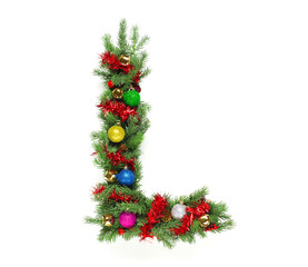 Collection of decorated Christmas tree letters and numbers