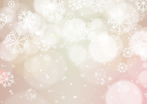 Abstract Bokeh Light with Snowflakes Vintage Background