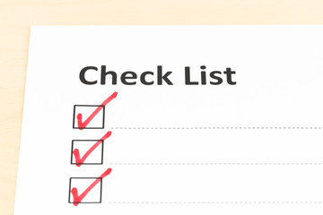 Checklist paper with tick mark with copy space