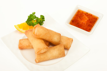 Fried spring roll with chilli sauce