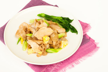 Pad See Ew - thai wide rice noodles with pork and green