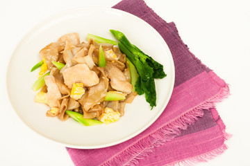 Pad See Ew - thai wide rice noodles with pork and green