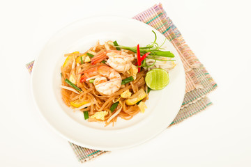 Pad Thai Kung - thai rice noodles with bean sprouts and shrimps
