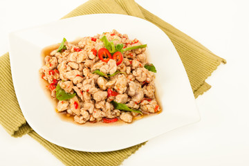 Spicy minced meat thai dish