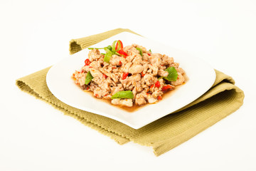Spicy minced meat thai dish