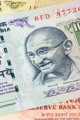 Gandhi on India rupee money banknote close-up