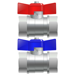 Water valves. Hot and cold ball valve. 