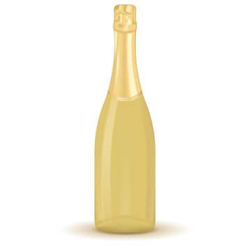 Golden bottle of champagne. 