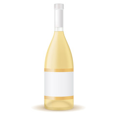 A bottle of white wine with blank label
