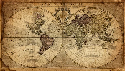 Foto op Plexiglas Retro vintage kaart van de wereld