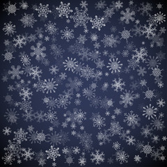 Black Christmas background with different snowflakes