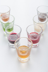 Group of drinks in rainbow colors
