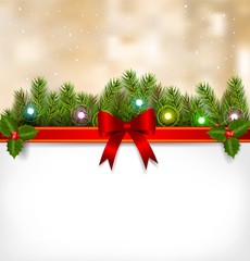 Christmas background with fir twigs and red balls
