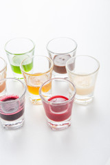 Group of drinks in rainbow colors