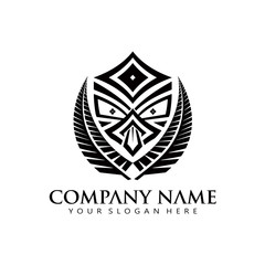 simple elegant Maori mask icon logo vector 