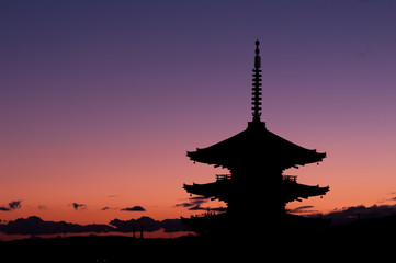The tower of yasaka,kyoto,japan,（京都八坂の塔と夕焼け）