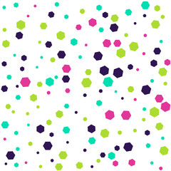 Abstract seamless pattern with hexagons. Flat colors.