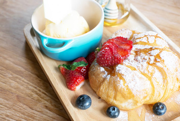 Strawberry Croissant and vanilla ice cream
