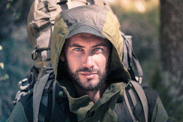 Handsome young hiker portrait
