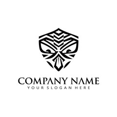 simple elegant Maori mask icon logo vector