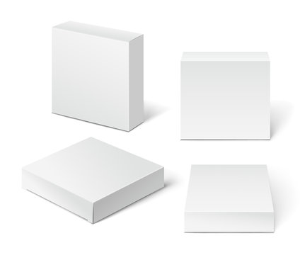White Cardboard Package Box. Illustration Isolated On White Back