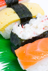 Close up of variety sushi.