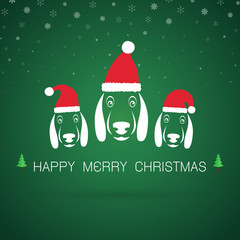 Vector merry christmas greeting dog card on white background