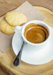 hot espresso and butter cookie