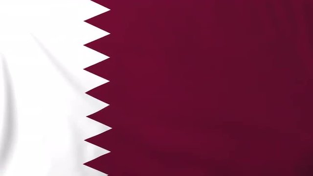 Flag of Quatar, slow motion waving. Rendered using official design and colors. Highly detailed fabric texture. Seamless loop in full 4K resolution. ProRes 422 codec.