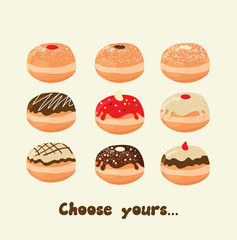 Hanukkah doughnut . Traditional jewish holiday food.