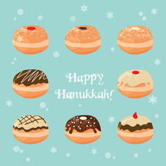 Hanukkah doughnut . Traditional jewish holiday food.