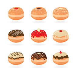 Hanukkah doughnut . Traditional jewish holiday food. - obrazy, fototapety, plakaty