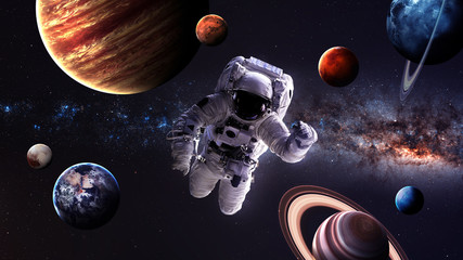 Astronaut in outer space. Elements of this image furnished by NASA