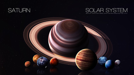 Saturn - 5K resolution Infographic presents one of the solar system planet. This image elements...