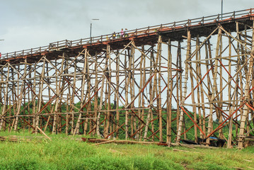 The old wooden bridge Bridge collapse Bridge across the river an