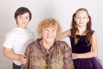 Fototapeta premium Happy grandmother with grandchildren
