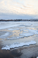 Thin ice in lake