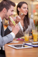 Business people enjoy in lunch at restaurant