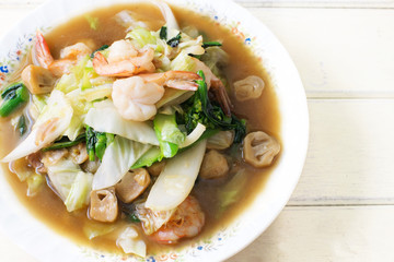 stir fried mixed vegetable on white dish