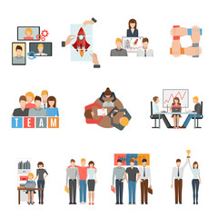 Teamwork flat icons set