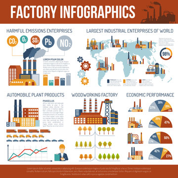  Industrial Infographics With  Map Of World