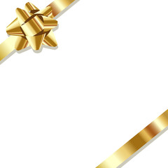 Gold ribbon on the white background.