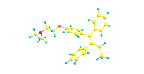 Tamoxifen molecular structure isolated on white