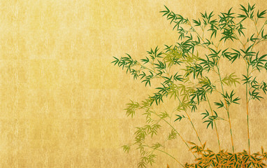 Fototapety  Japońskie tło wiatru, złoty liść, wakatake