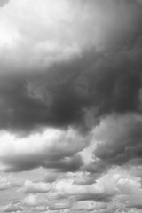 Storm sky. Thunderclouds over horizon.