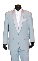 Groom's wedding suit on a mannequin.