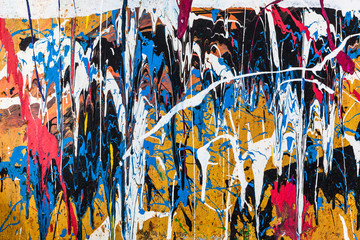 Dripping paint graffiti wall