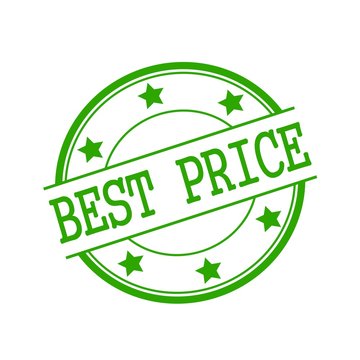 best price green stamp text on green circle on a white background and star