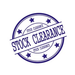 Stock clearance Blue-Black stamp text on Blue-Black circle on a white background and star