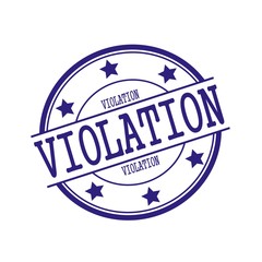 VIOLATION Blue-Black stamp text on Blue-Black circle on a white background and star